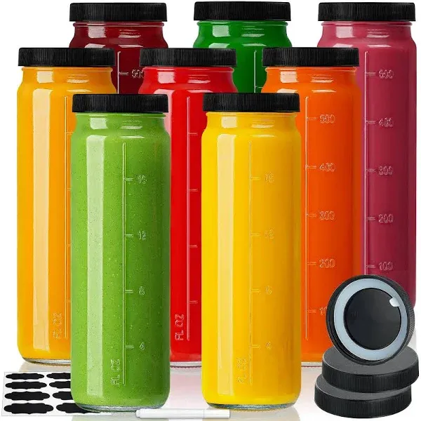 Huichuiero 8 Pack 20 Oz Glass Juicing Bottles