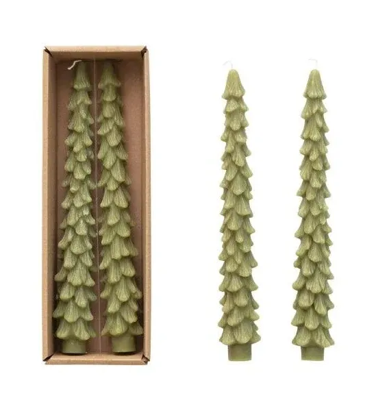 Creative Co-op Unscented Tree Shaped Taper Candles