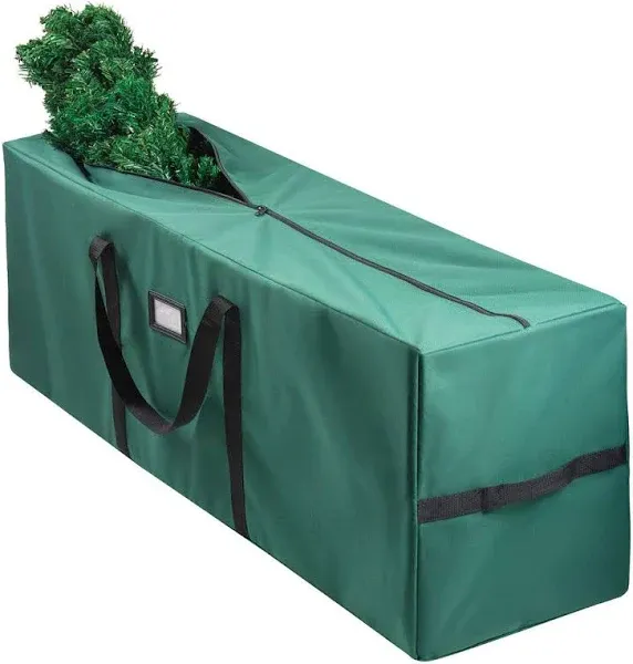 9 ft Christmas Tree Storage Bag - Waterproof, Heavy-Duty 600D Oxford Christmas Tree Bag - Reinforced Handles, Dual Zipper, Label & Side Pocket - Protection From Dust, Water - Green, 50x15x20″ - Sagler