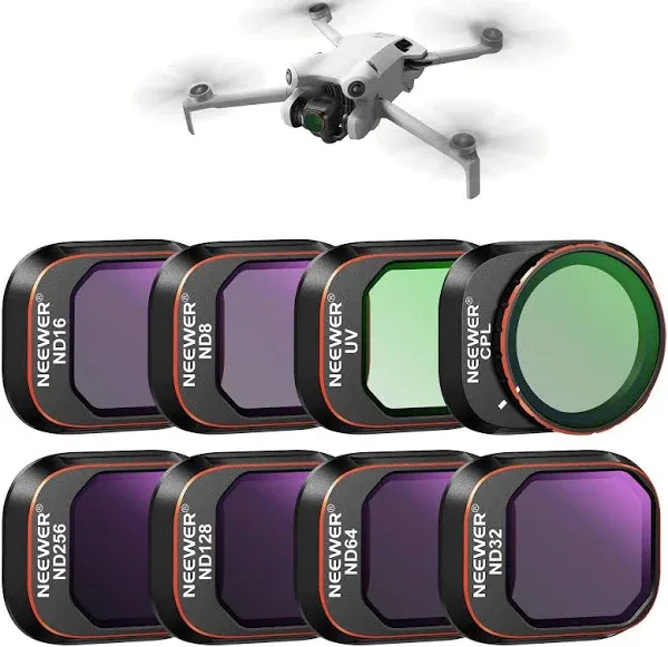 NEEWER ND & CPL Filter Set Compatible with DJI Mini 4 Pro 8 Pack UV CPL ND8 ND16 ND32 ND64 ND128 ND256 CPL Polarizer Neutral Density Drone Lens