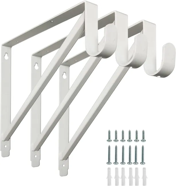 Heavy Duty Closet Shelf and Rod Brackets (White, 3 Pack)