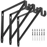 Heavy Duty Closet Rod &amp; Shelf Brackets Clothes Hanger Pole Support Bracket Black