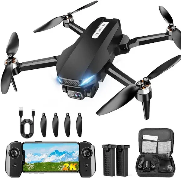 Drone with Camera, 2K FPV Drone with Brushless Motor, Altitude Hold, Gesture Selfie, One Key Take Off/Landing, 3D Flips, Waypoint Fly, 2 Batteries, Foldable Mini Drones for Kids and Beginners