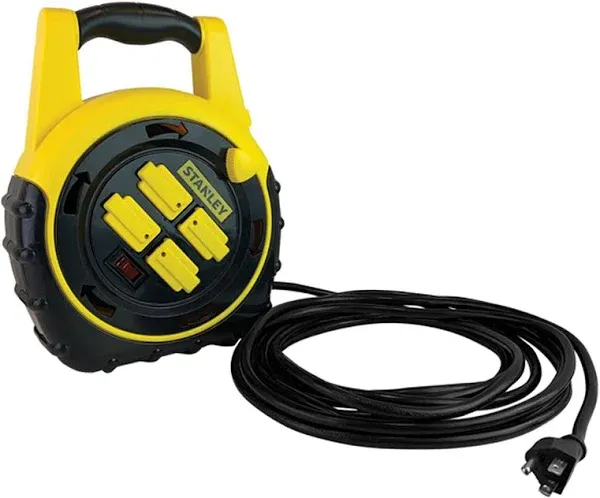 Stanley 33959 ShopMax Power Hub 20-Feet 4-Outlet Cord Reel , Yellow