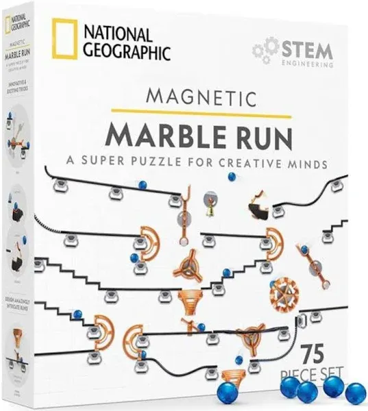 NATIONAL GEOGRAPHIC Magnetic Marble Run 75-Pcs STEM Building Set for Kids Toys