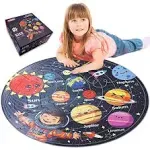 Puzzles for Kids Ages 4-6, Kids Puzzles with Solar System Planets, 70 Piece roun