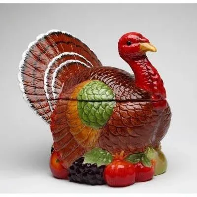 Gifts Turkey Design Ceramic Cookie Jar, 10-3/8-Inch