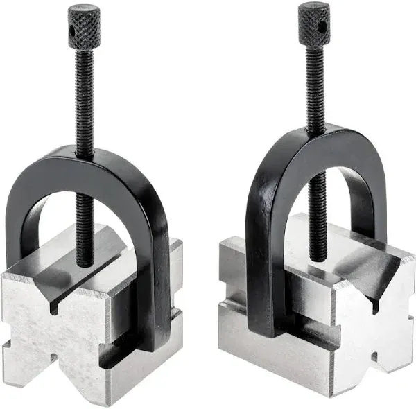 AnNafi Industrial H5608 - V-Block Pair w/Clamps 1-5/8" | 100% Accurate Surface | Grounded Flat Hardened Blocks |Milling Mechanic Engineering Measuring Tools