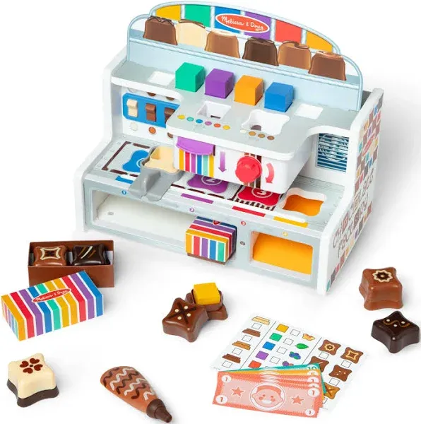 Melissa & Doug Wooden Chocolate Factory Pretend Play Set, Play Food Candy Maker for Boys and Girls - FSC-Certified