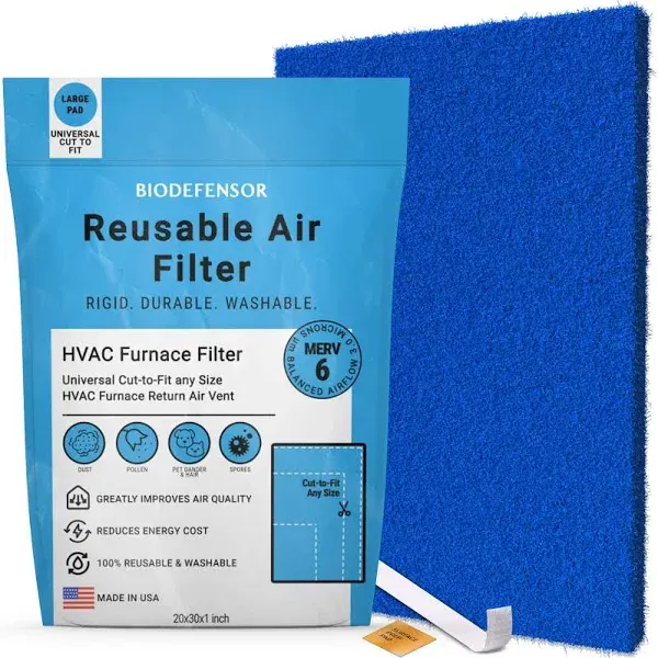 Biodefensor Washable Reusable AC Furnace Filter MERV 6