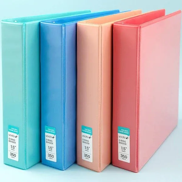 1 1/2 Inch Binder Set – 3-Ring Binders with 2 Pockets – Perfect for School or...