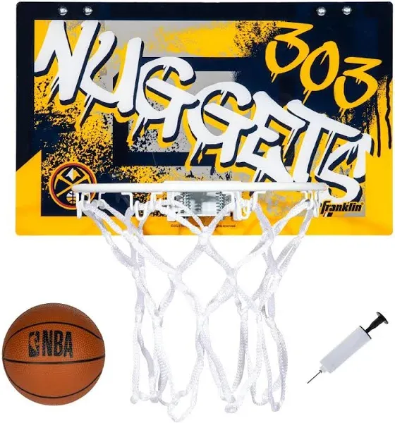 Franklin Sports NBA Team Over the Door Basketball Hoops - Kids Indoor Mini Basketball Hoop + Ball Set - NBA Fan Mini Hoops