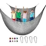 Toriexon Playground Safety Net 6.5' x 9.8', Double Layers Climbing Cargo Net for Kids, Multicolored Playground Net for Tree House, Obstacle Training