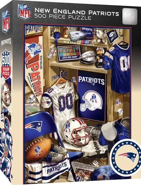 MasterPieces Game Day 500 Piece Jigsaw Puzzle for Adults - NFL New England Patriots Locker Room - 15"x21"