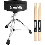 GrowDaily Drum Throne Seat,Adjustable Stool Drum Universal Thick Padded Drum Throne Drummer Stool with 2Pacs 5A Drumsticks