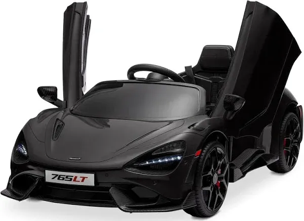 Kidzone 12V Licensed McLaren 765LT Kids Ride On Sports Car Electric Vehicle Vehicles with 2 Speeds, Parent Control, Smooth Start, Suspension, Hydraulic Doors & Hidden Training Wheels - Gray