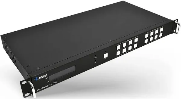 OREI Professional 4K 4X4 HDMI Matrix Video Wall, Seamless Switching HDCP 2.2 UltraHD 4K @ 60Hz 4:4:4 Switcher & IR Control, Audio Extract, RS-232 - Zero Latency 4 Displays 2x2 Video Wall @ 1080P