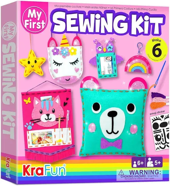 KRAFUN My First Sewing Kit For Beginner Kids Arts And Crafts, 6 Easy DIY Of And