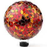 Lily's Home Colorful Mosaic Glass Gazing Ball, Designed with a Stunning Holographic Petal Mosaic Pattern to Bring Color and Reflection to Any Home and Garden, Red and Gold (10" Diameter)