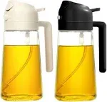 YARRAMATE Oil Sprayer for Cooking, 2 in 1 Olive Oil Dispenser Bottle for Kitchen, 16oz/470ml Premium Glass Oil Bottle, Food-grade Oil Mister for Air Fryer, Salad, Frying, BBQ (Creamy White)