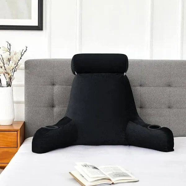 Sweet Home Collection Extra Large Reading Pillow Ultimate Comfort & Support Bed Rest with Cup Holders