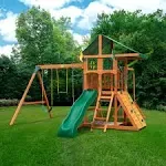 Gorilla Playsets Avalon Treehouse Wood Swing Set with Vinyl Canopy and Monkey Bars