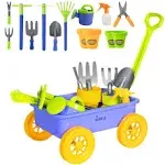 Dimple Garden Wagon & Tools Toy Set Premium 15 Piece Gardening Tools & Wagon Toy Set