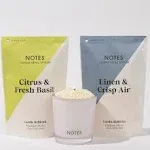 NOTES Sustainable Candle Starter Kit - Zesty Fresh Duo | Refillable & Reusable Candles | Fresh Scented Candles | 100% Natural Wax | Citrus & Fresh Basil and Linen & Crisp Air Candle Refills