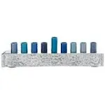 Majestic Giftware Yair Emanuel Small Hanukkah Menorah - Strip - Blue