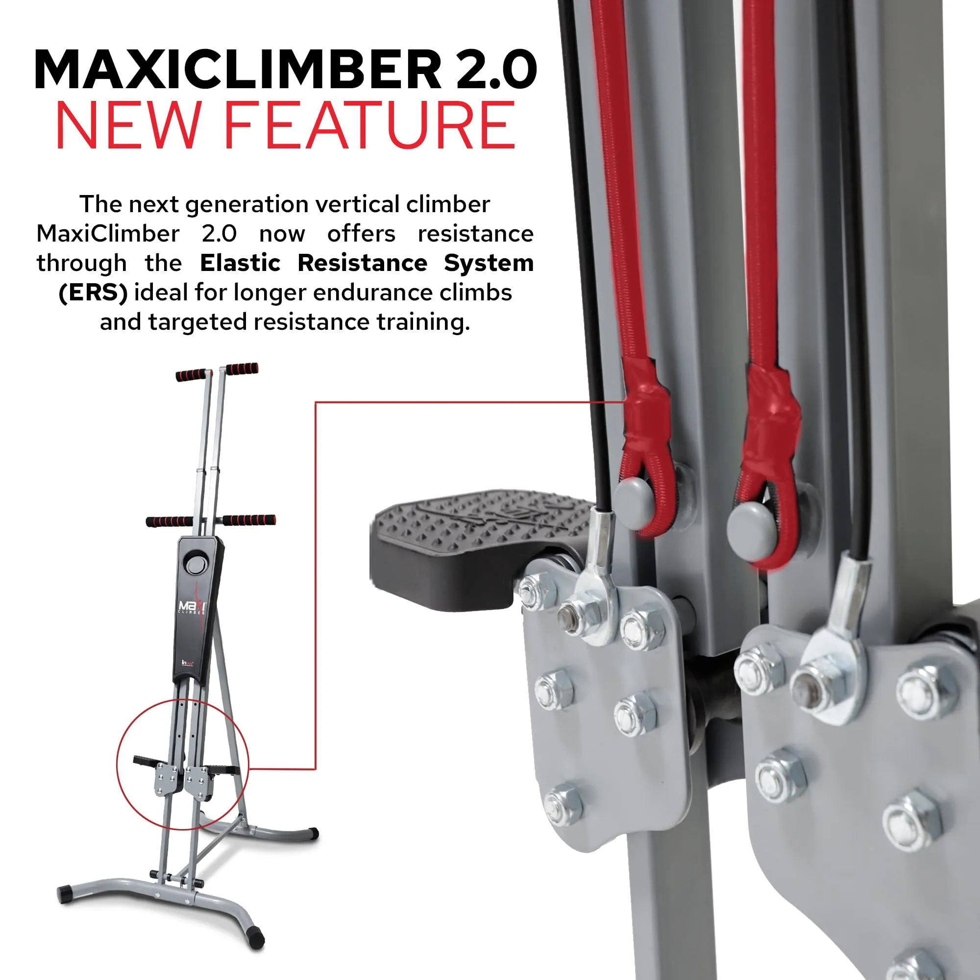 MaxiClimber Vertical Climbers - The Original Compact, Mountain Climber, Stair Stepper Exercise Machines - MXC 2.0 ERS (Elastic Resistance System) - Free Coach-led Classes & Fitness App