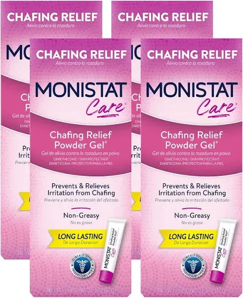 Monistat Chafing Relief Gel 4 Pack 1.5 Oz & 1 Pack 1.5 Oz Anti-Chafe Protection