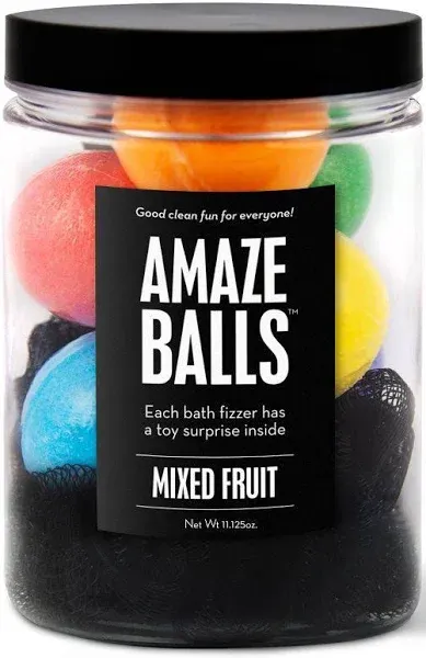 DA BOMB Amazeballs Bath Bombs jar, 16oz, 8 minis with loofah