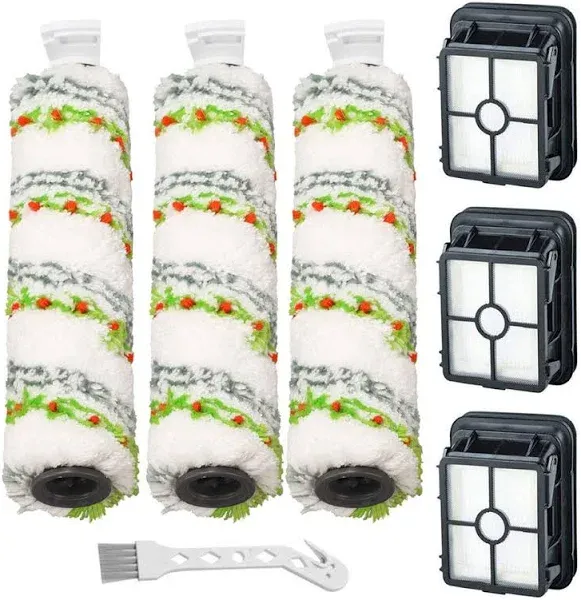 Lemige 3 Pack Multi-Surface Pet Brush Rolls 2788 and 3 Pack Vacuum Filters 1866 for Bissell CrossWave Max 2554 2590 2593 2596 for HydroSteam 35151