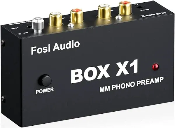 Fosi Audio BOX X1 Phono Vorverstärker, Vorverstärker für MM Plattenspieler mit 3,5-mm-Kopfhörer und RCA-Ausgang, inkl. Netzschalter – Der ideale Phono Preamp für Vinyl-Enthusiasten