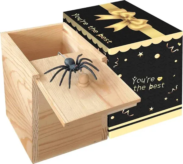 Spider Prank Big Box，Wooden Surprise Box，Spider Money Surprise in a Box,Handmade