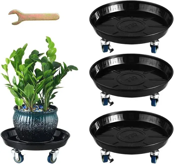 3 Packs Metal Plant Caddy with Wheels 13" Rolling Plant Stand Heavy Duty Plant Dolly with Casters for Indoor and Outdoor Large Planter Casters Potted Plant Mover,Copper