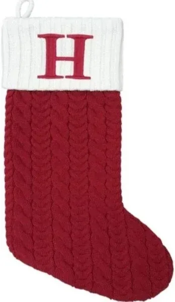 St. Nicholas Square Cable Knit Monogram Christmas Stocking