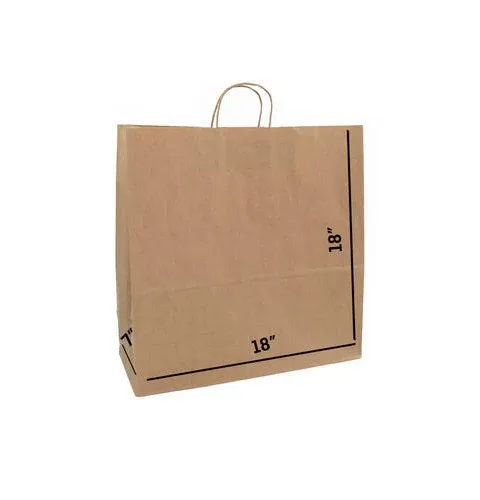 JET PAPER BAGS - Large Brown Paper Bags with Handles 18x7x18 Inch [25 Pcs] Ideal for Takeout, Grocery, Goody, Retail, Party, Gifts, Weddings - Recyclable Kraft Paper Gift Bags with Handles