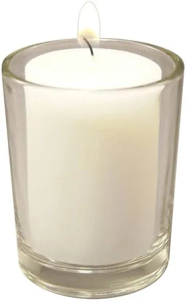 LumaBase Votive Candles in Clear Glass Holders - Set of 12