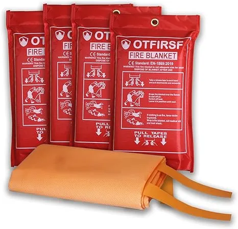 Emergency Fire Blanket for Home and Kitchen-Orange-B 4Pack 39.3"x39.3" Silicone Fiberglass Fire Blankets Emergency for House Fireplace, Grill, BBQ,Camping,Warehouse Emergency Survival Safety