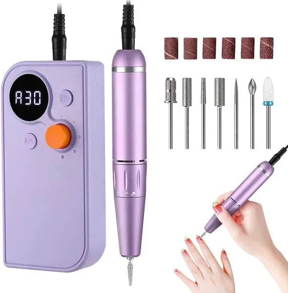 Portable Nail Drill Kit Rechargeable 30000 RPM Electric Professional Cordless Efile Nail Drill Machine Set for Acrylic Nails, Polishing, Manicure Pedicure Tool