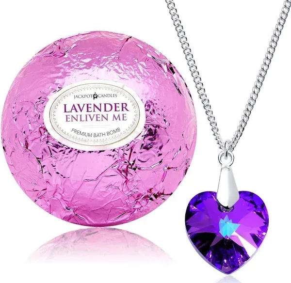 Enliven Me Lavender Bath Bomb with Necklace Created with Crystal Extra Large 10 oz. Made in USA