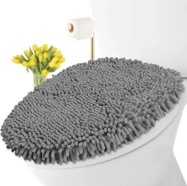 LuxUrux Toilet Lid Cover, Extra-Soft Plush Seat Cloud Washable Shaggy Microfiber Standard Toilet Lid Covers for Bathroom Machine Wash & Dry. (18x18 inches, Purple)