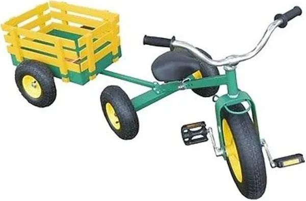 Valley Classic Tricycle with Wagon Set Pull Along Trike Toy Outdoors Kids Exercise All Terrain Cart Green