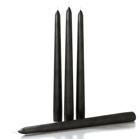 CANDWAX 10 inch Taper Candles Set of 4 - Tall Candles Unscented - Black Candles Tapered Candle Sticks Perfect as Household Candles or Dinner Candles - Coal Black Candles