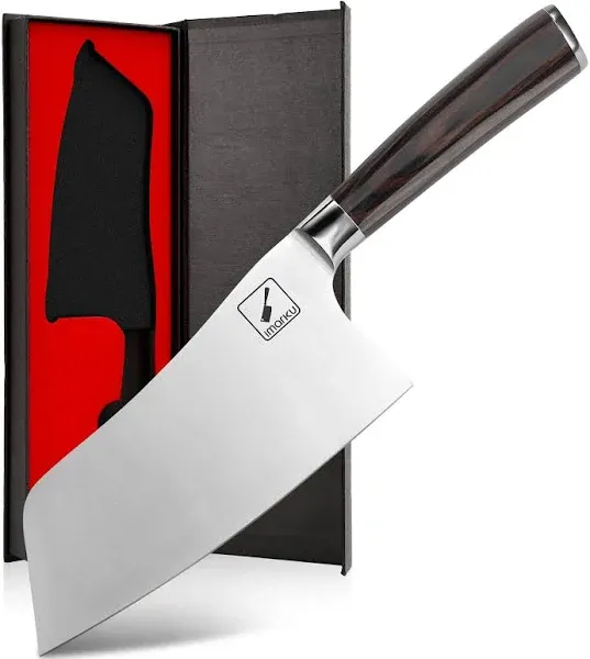 lmarku 7 Inch Meat Cleaver Cleaver Knife Japanese Cleaver Knife High Carbon Steel Chef Knife with Ergonomic Pakka Handle 7CR17MOV German High Carbon Stainless Steel Butcher Knife