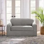 Cedar Stretch Texture Two Piece Loveseat Slipcover | Form Fit