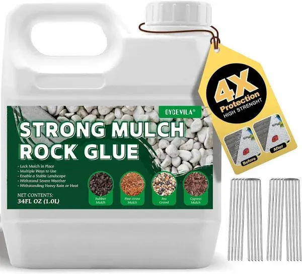 Mulch Rock Glue, 34Oz Strong Concentrate Gravel Binder Mulch Glue, Non-Toxic Mul