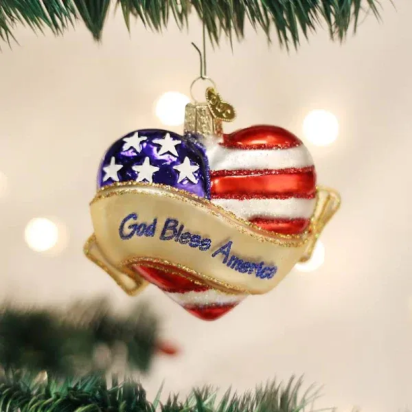 Old World Christmas God Bless America Heart Ornament