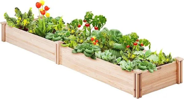 VEVOR Outdoor Wooden Raised Garden Bed Planter, 96 x 24 x 10in, High End Natural Fir Wood No-Bolt Assembly, Elevated Planting Box for Vegetable/Herb in Backyard/Patio